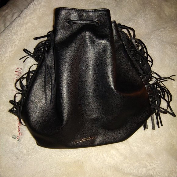 Victoria Secret black backpack purse with fringe - Picture 3 of 11